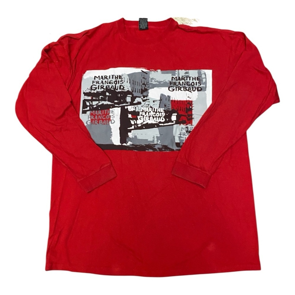 Marithe Francois Girbaud Mens Red Long Sleeve Logo T-Shirt Size XXL Street Wear